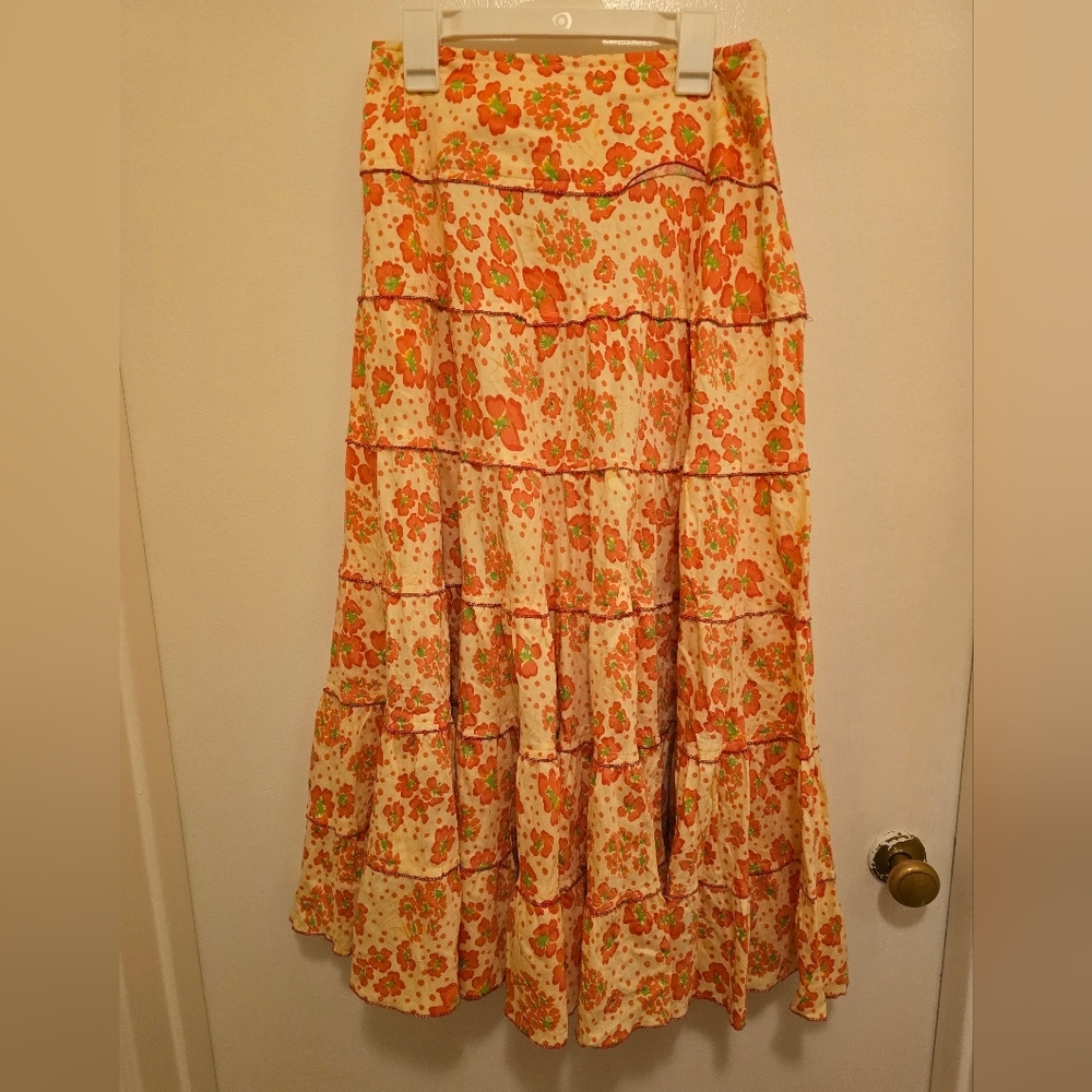 April Cornell Tiered Floral Midi Skirt XS NWOT - Picture 3 of 6